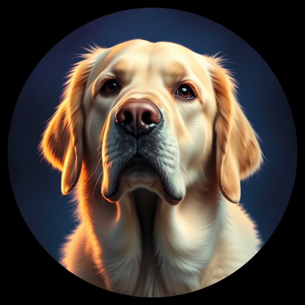 Cosmic medallion portrait of PFZ7B05_PFZ7B05, a Golden Retriever