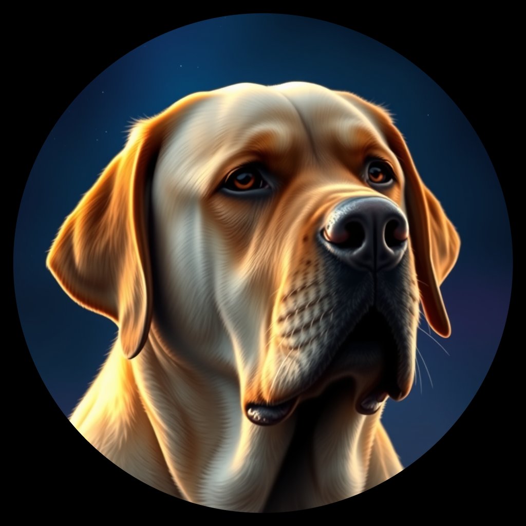 Cosmic medallion portrait of PFZ7C01_PFZ7C01, a Labrador Retriever