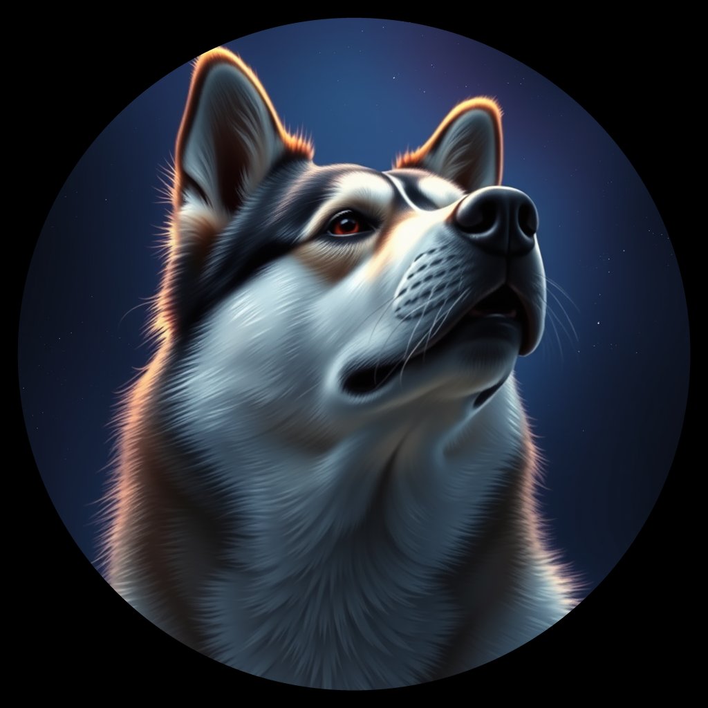 Cosmic medallion portrait of PFZ7C02_PFZ7C02, a Alaskan Malamute
