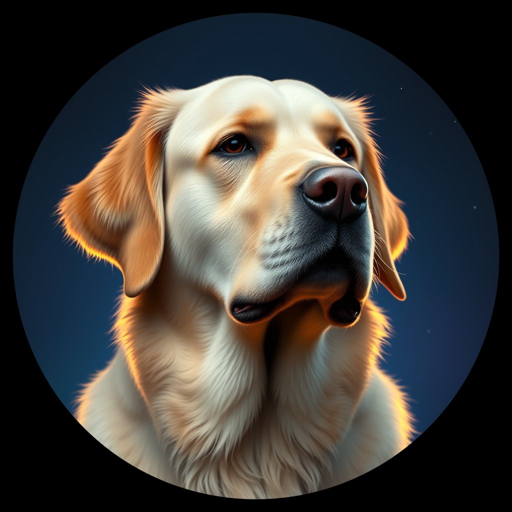 Cosmic medallion portrait of PFZ7C03_PFZ7C03, a Golden Retriever