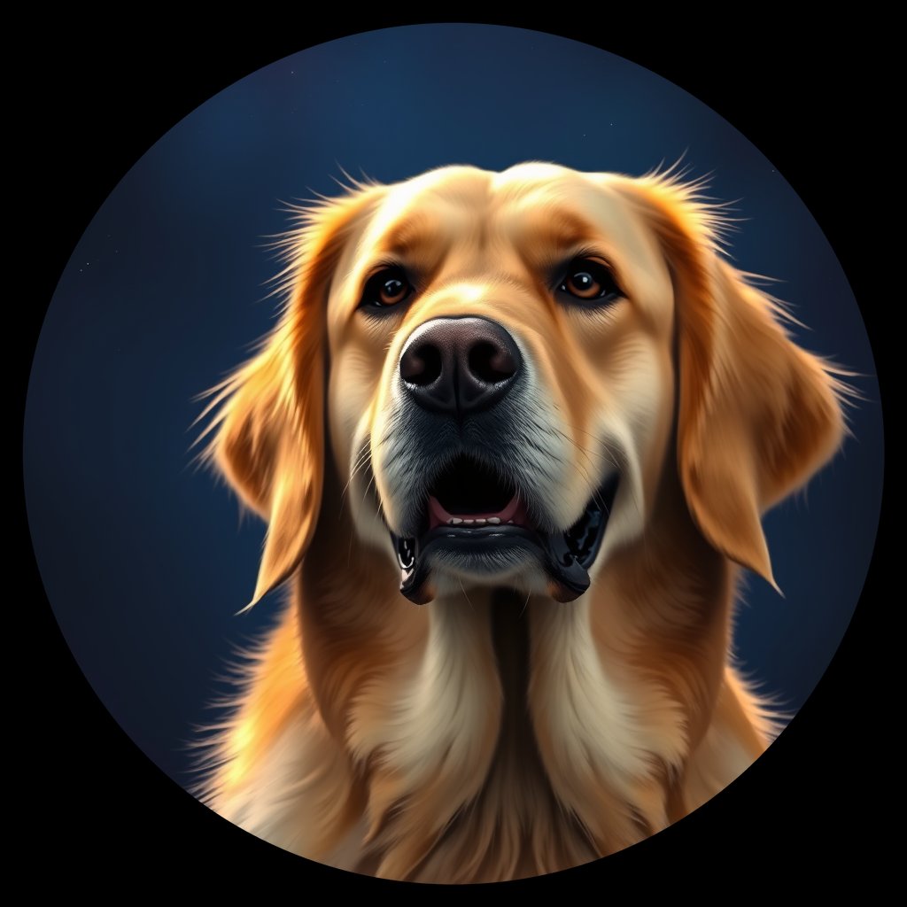 Cosmic medallion portrait of PFZ7C04_PFZ7C04, a Golden Retriever