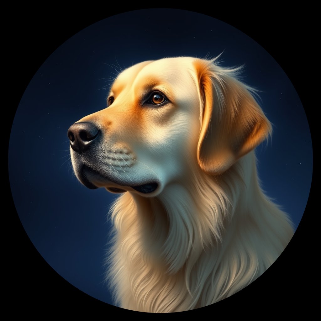 Cosmic medallion portrait of PFZ7C07_PFZ7C07, a Golden Retriever