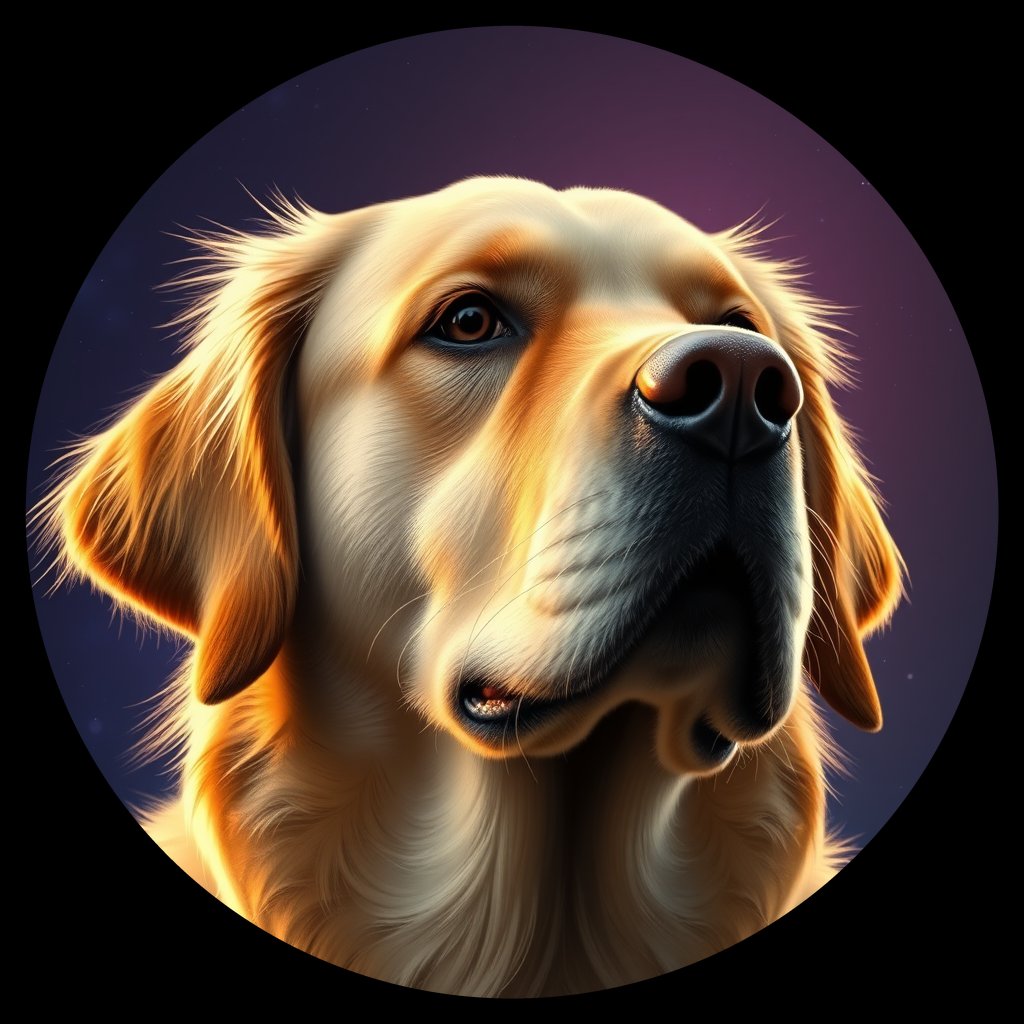 Cosmic medallion portrait of PFZ7C08_PFZ7C08, a Golden Retriever