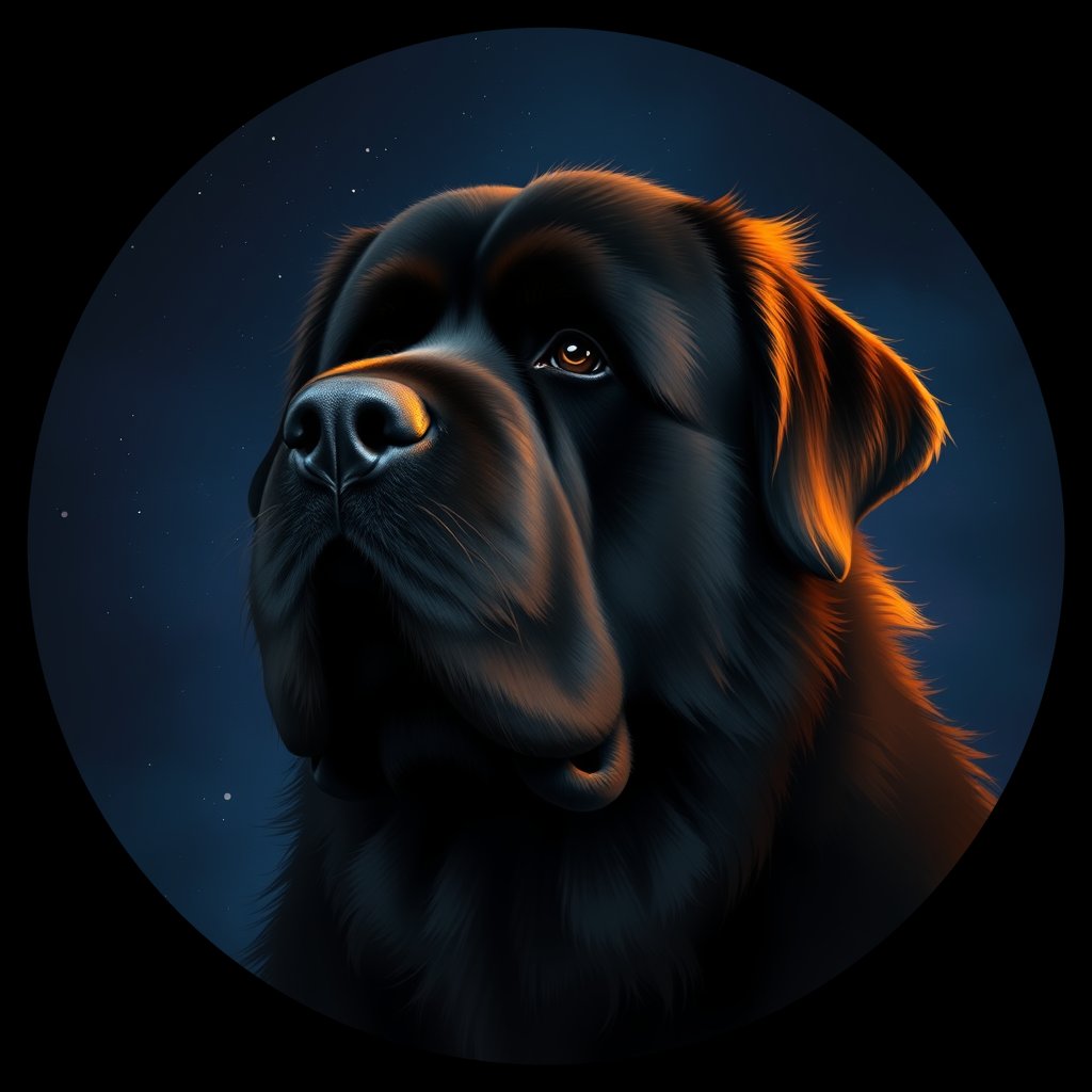 Cosmic medallion portrait of PFZ7C10_PFZ7C10, a Newfoundland