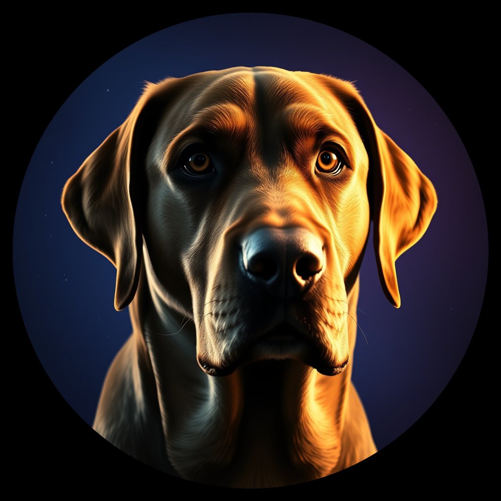 Cosmic medallion portrait of PFZ7D01_PFZ7D01, a Labrador Retriever