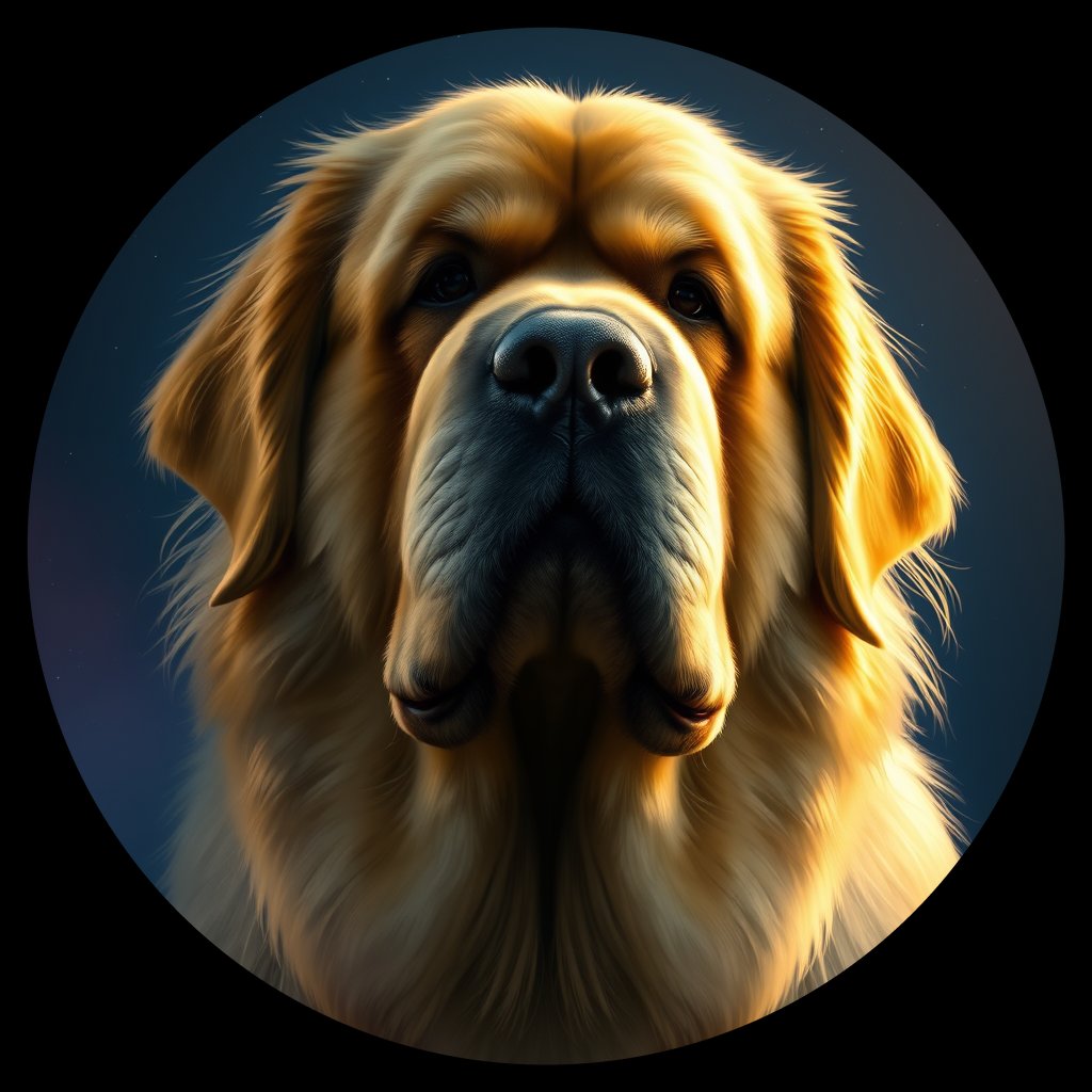 Cosmic medallion portrait of PFZ7D02_PFZ7D02, a Newfoundland