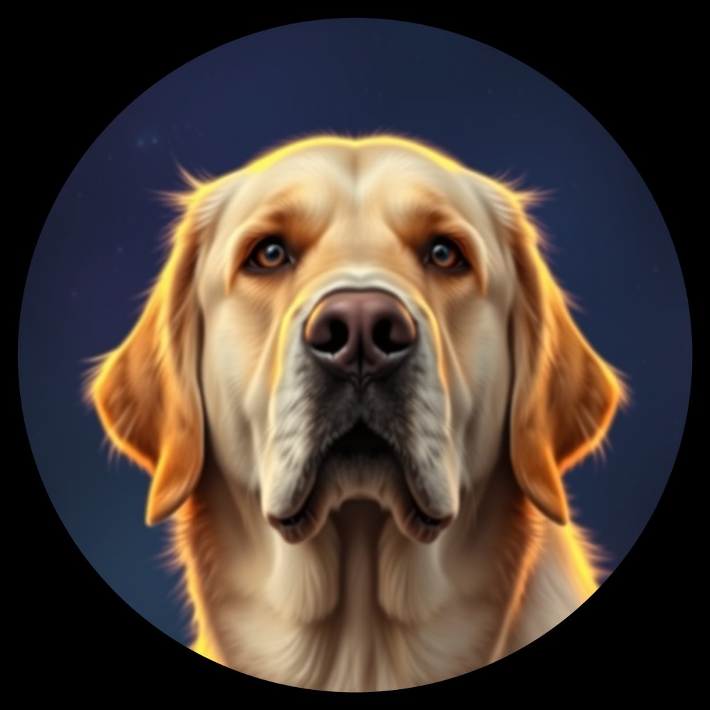 Cosmic medallion portrait of PFZ7D03_PFZ7D03, a Golden Retriever