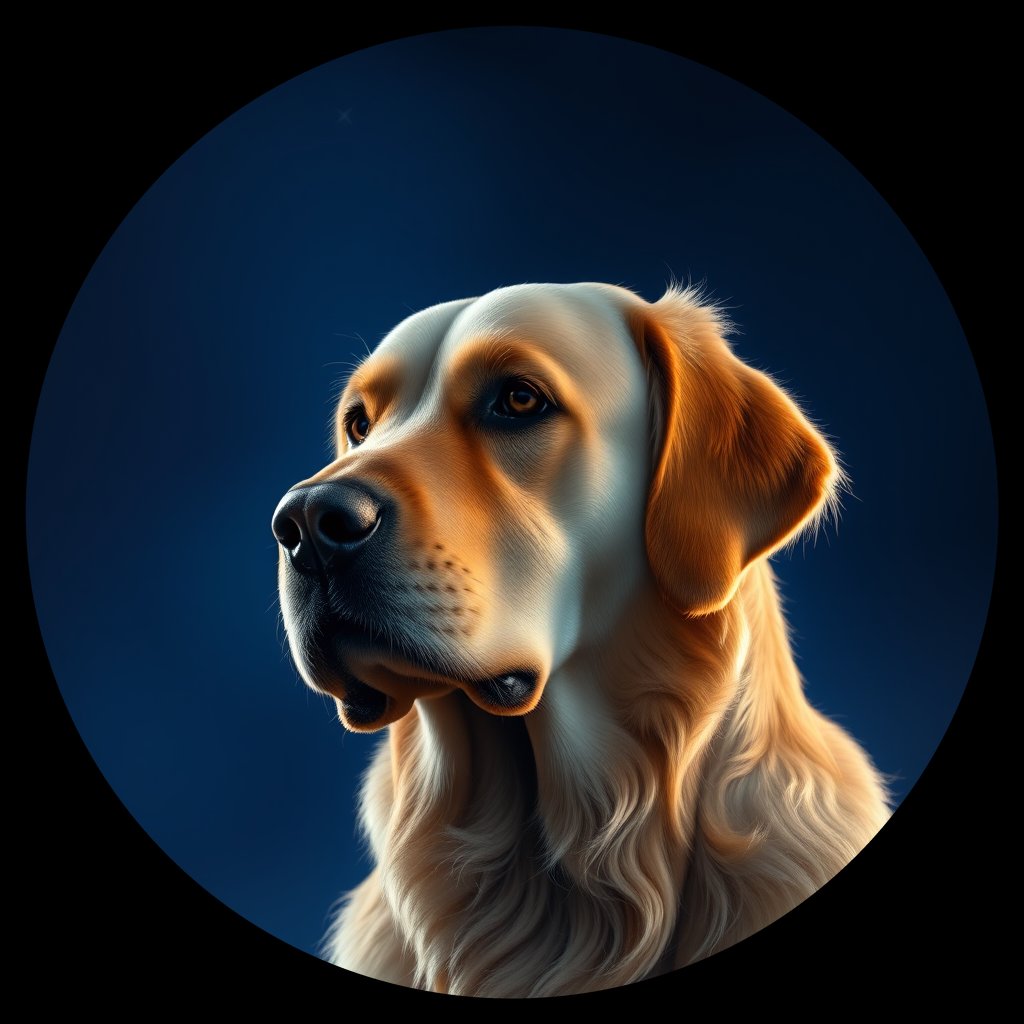 Cosmic medallion portrait of PFZ7D06_PFZ7D06, a Golden Retriever