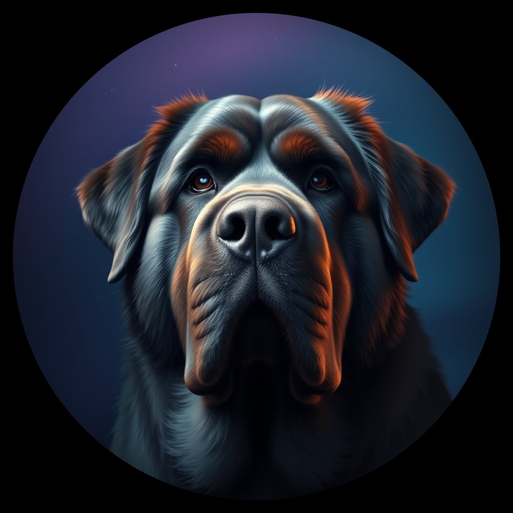Cosmic medallion portrait of PFZ7D09_PFZ7D09, a Newfoundland