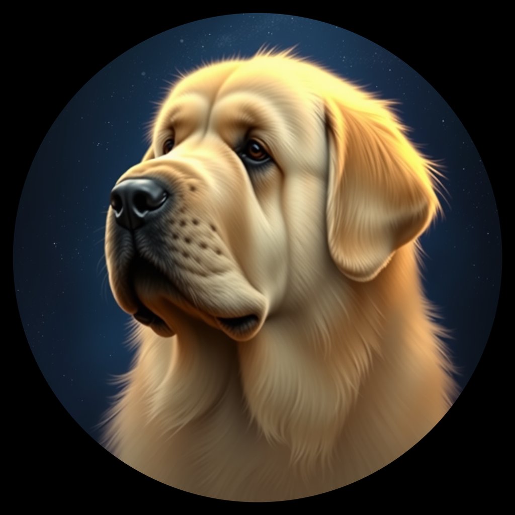 Cosmic medallion portrait of PFZ7D10_PFZ7D10, a Newfoundland