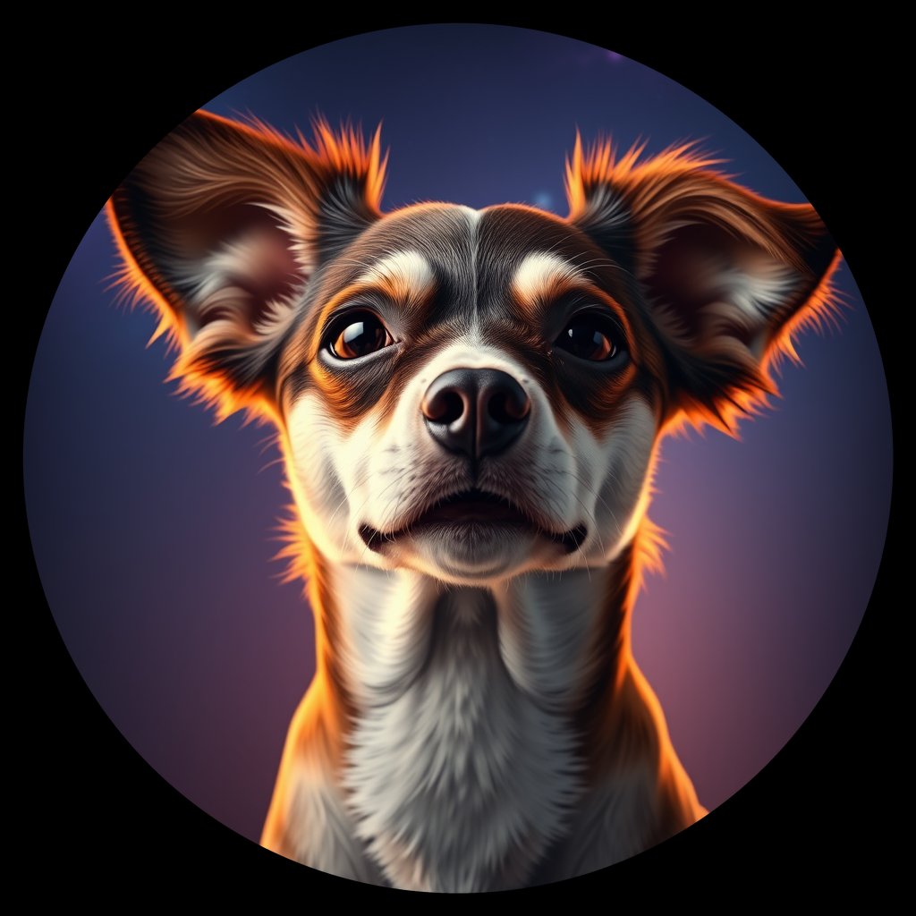 Cosmic medallion portrait of PFZ7D12_PFZ7D12, a Papillon