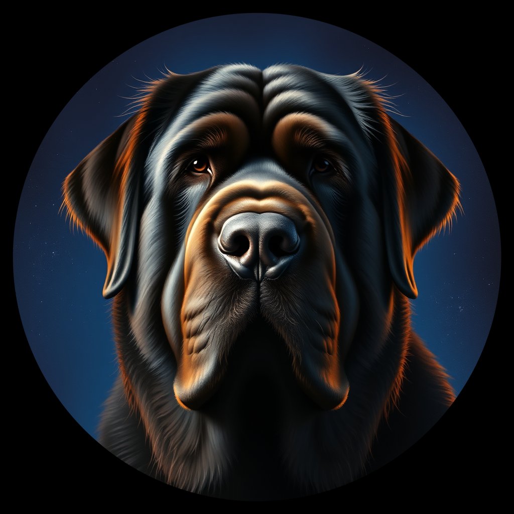 Cosmic medallion portrait of PFZ7E02_PFZ7E02, a Newfoundland