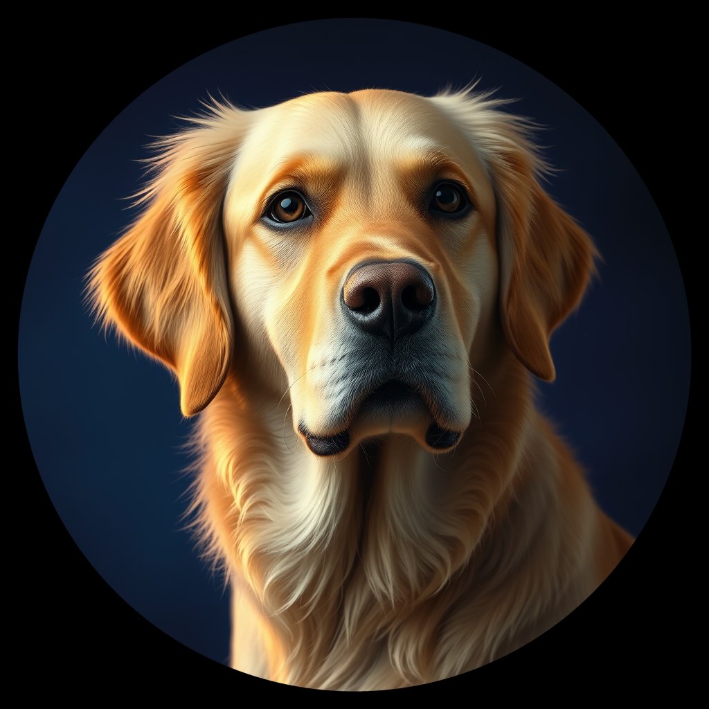 Cosmic medallion portrait of PFZ7E03_PFZ7E03, a Golden Retriever