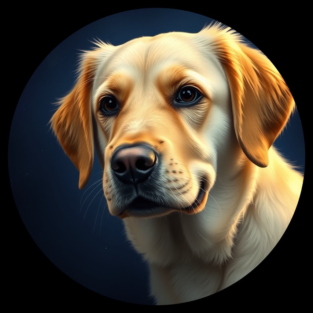 Cosmic medallion portrait of PFZ7E05_PFZ7E05, a Golden Retriever