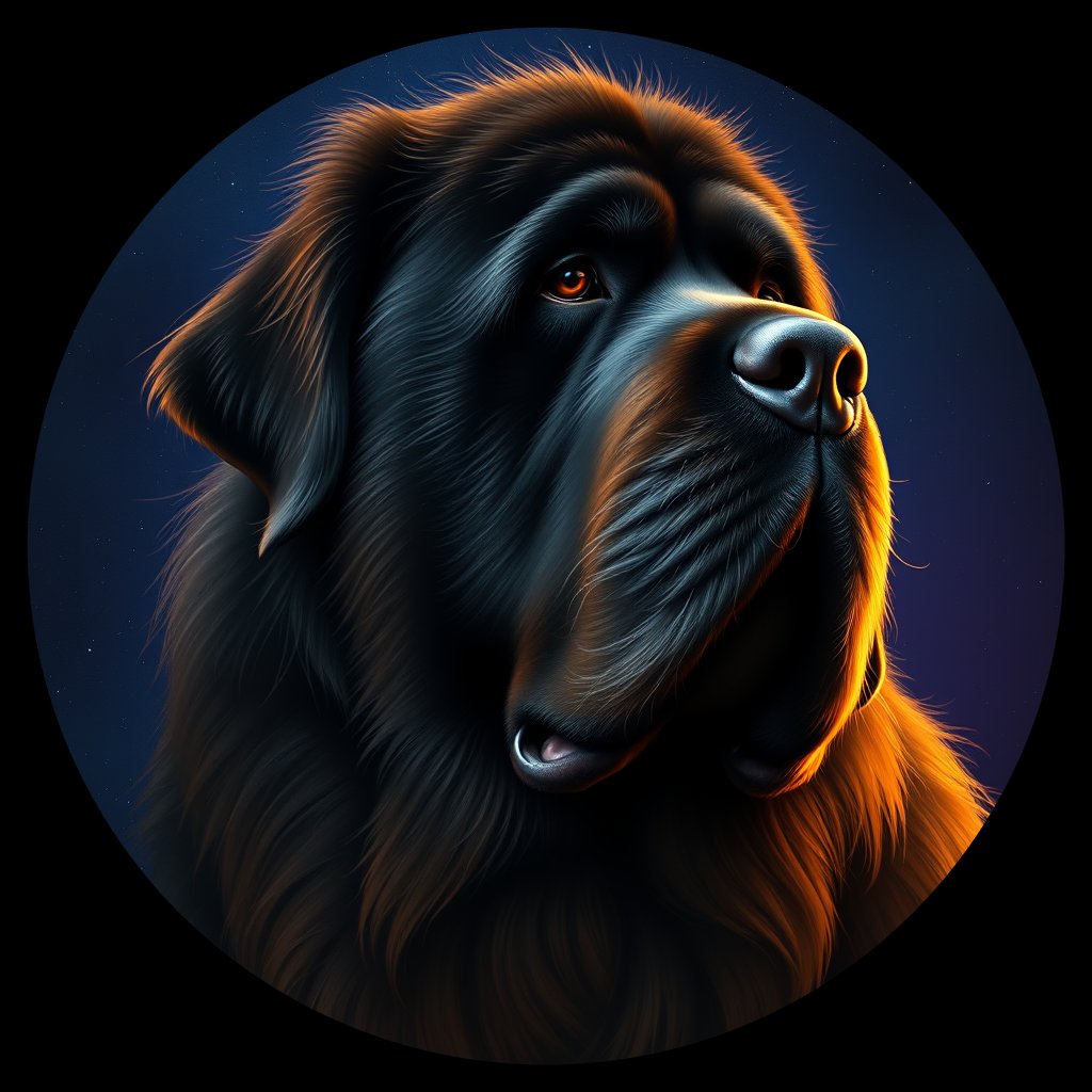 Cosmic medallion portrait of PFZ7E09_PFZ7E09, a Newfoundland