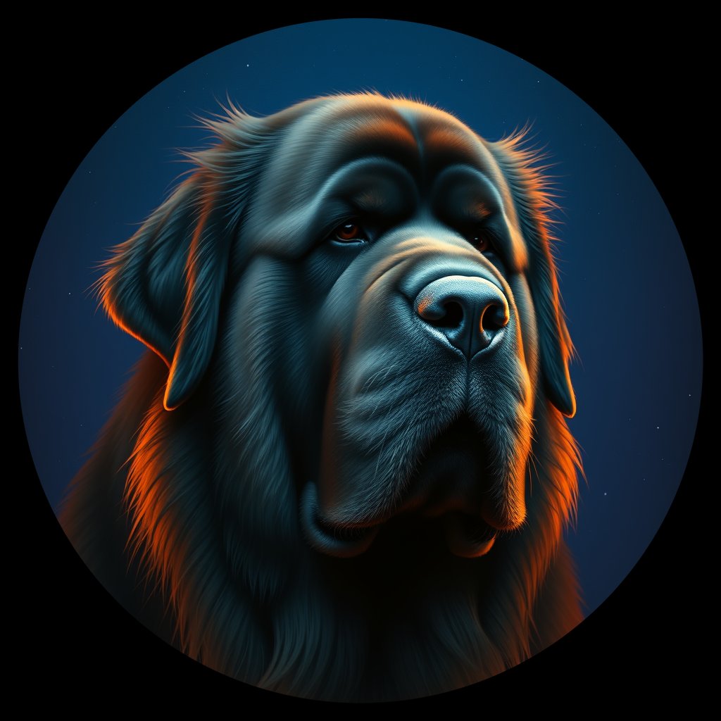 Cosmic medallion portrait of PFZ7E11_PFZ7E11, a Newfoundland