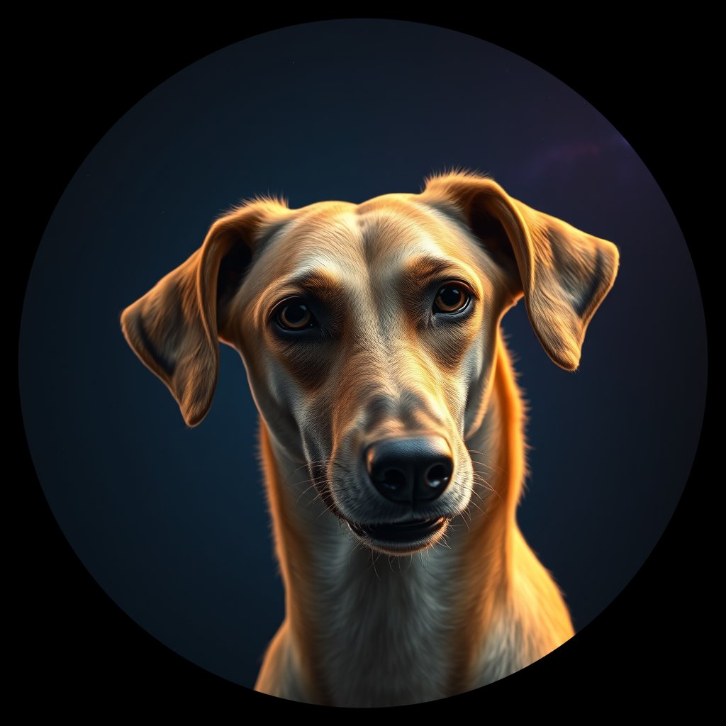 Cosmic medallion portrait of PFZ7E12_PFZ7E12, a Saluki
