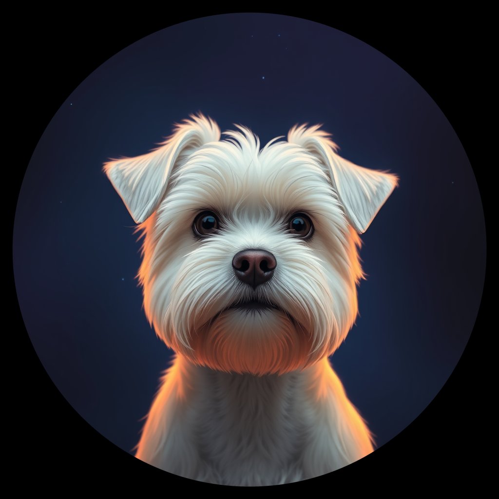 Cosmic medallion portrait of PFZ7F01_PFZ7F01, a Maltese