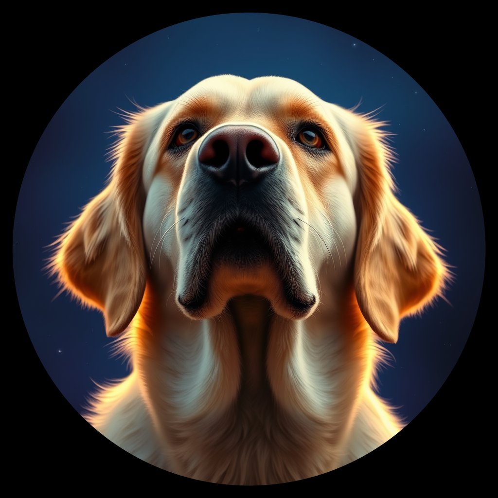 Cosmic medallion portrait of PFZ7F03_PFZ7F03, a Golden Retriever