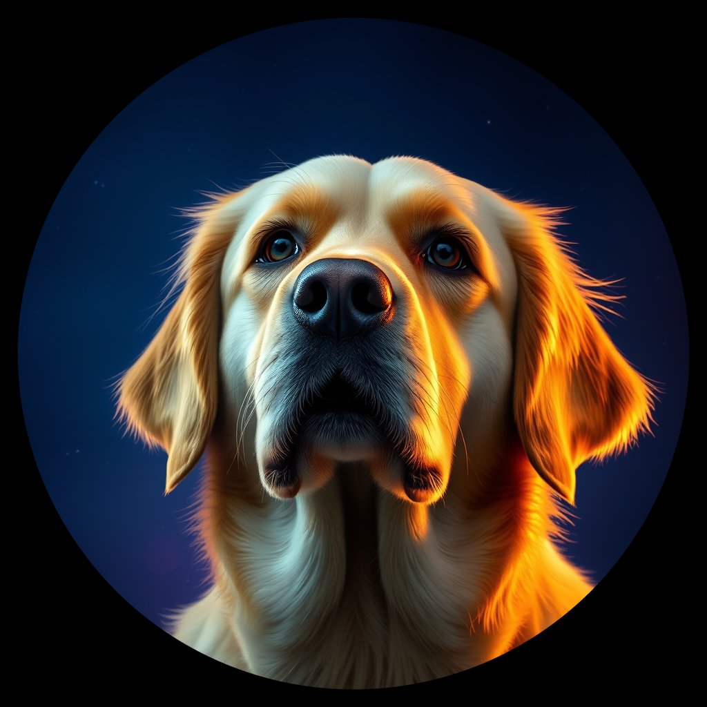 Cosmic medallion portrait of PFZ7F05_PFZ7F05, a Golden Retriever