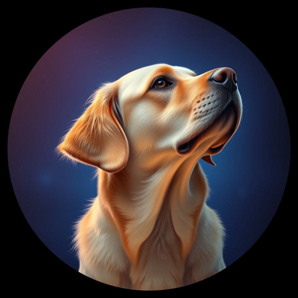 Cosmic medallion portrait of PFZ7F06_PFZ7F06, a Golden Retriever