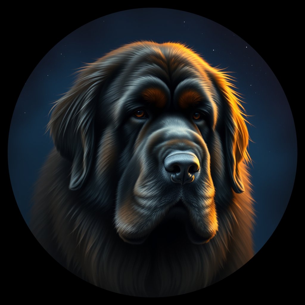 Cosmic medallion portrait of PFZ7F09_PFZ7F09, a Newfoundland