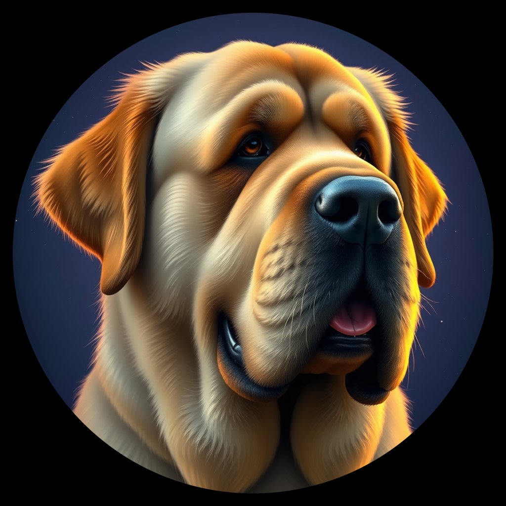 Cosmic medallion portrait of PFZ7F10_PFZ7F10, a Newfoundland