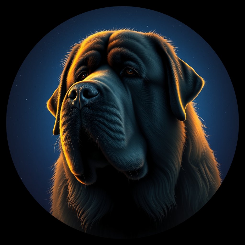 Cosmic medallion portrait of PFZ7F11_PFZ7F11, a Newfoundland