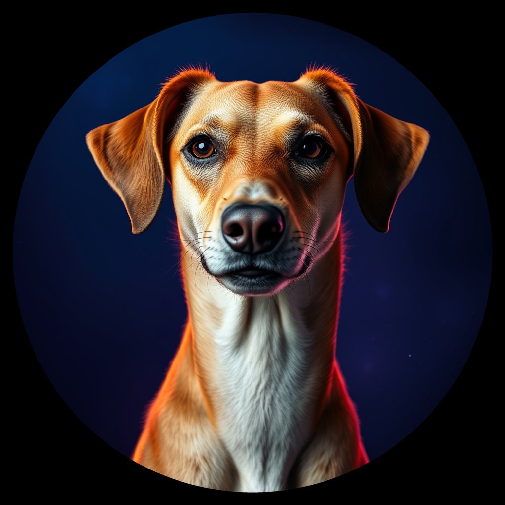 Cosmic medallion portrait of PFZ7F12_PFZ7F12, a Saluki