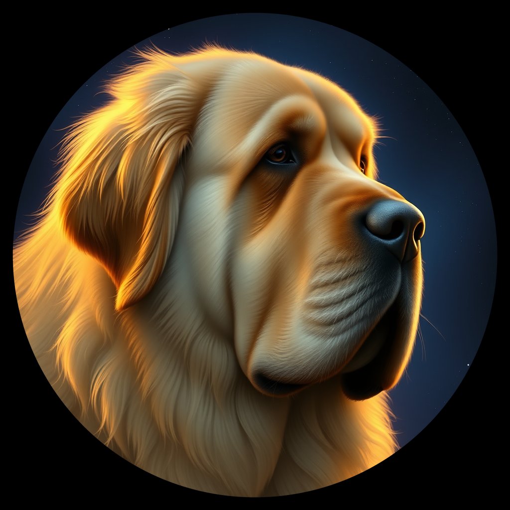 Cosmic medallion portrait of PFZ7H01_PFZ7H01, a Newfoundland