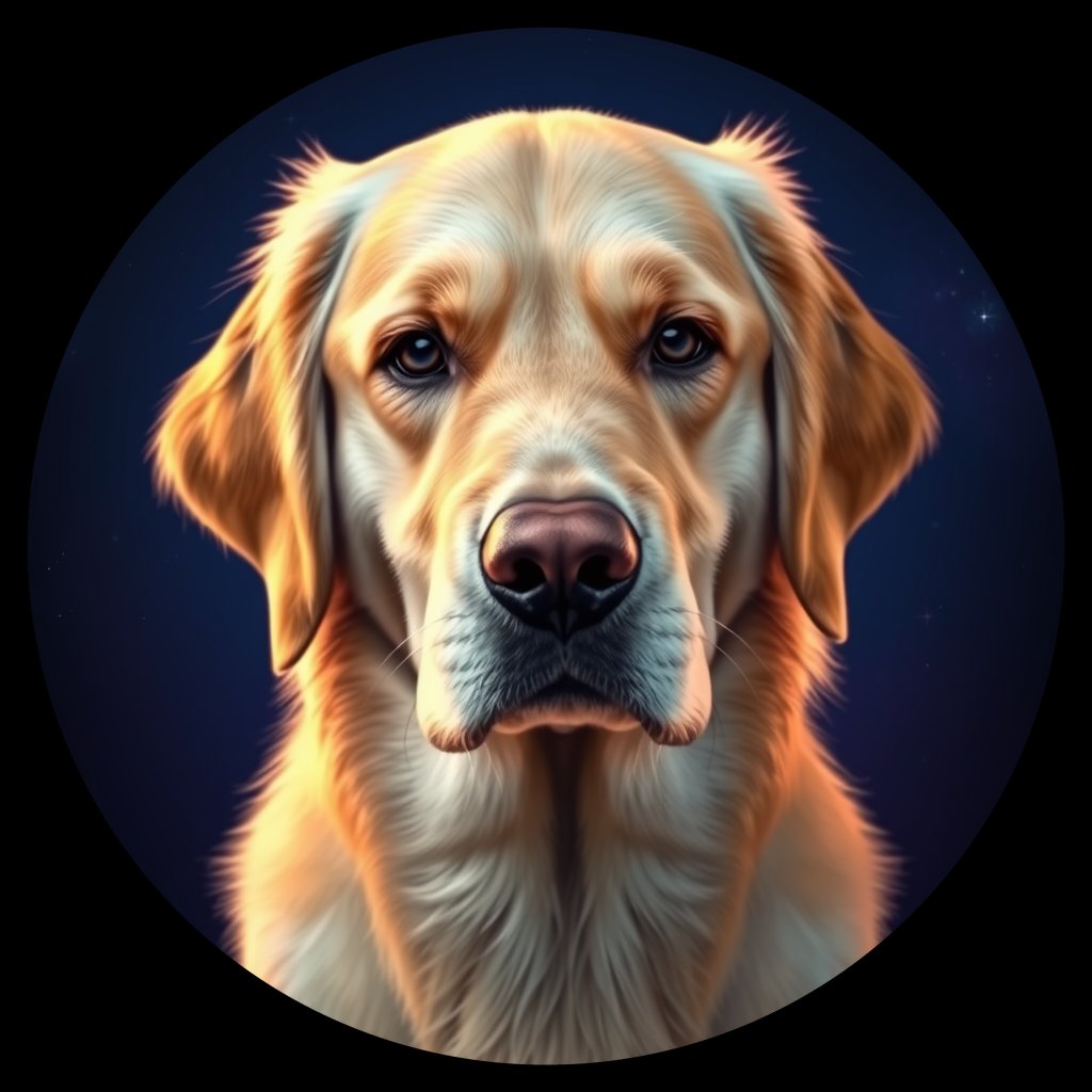 Cosmic medallion portrait of PFZ7H02_PFZ7H02, a Golden Retriever