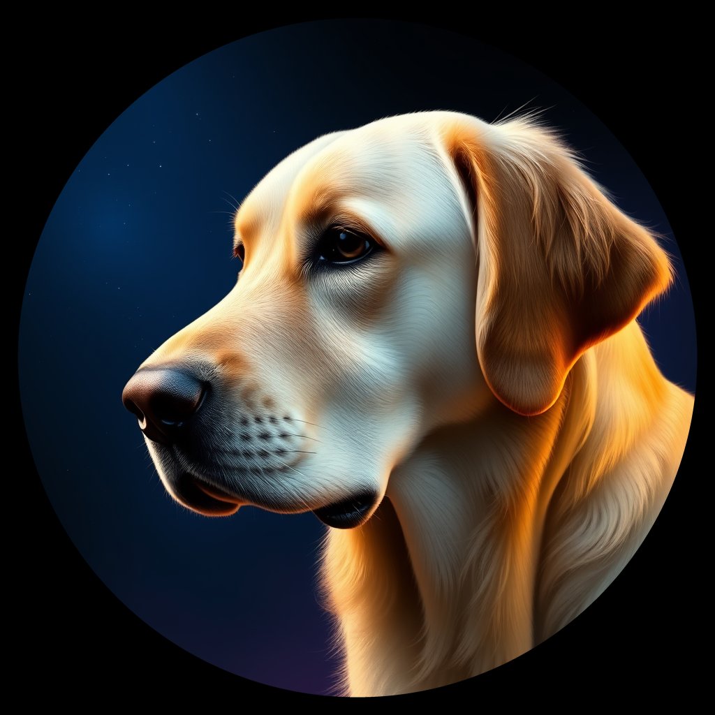 Cosmic medallion portrait of PFZ7H03_PFZ7H03, a Golden Retriever