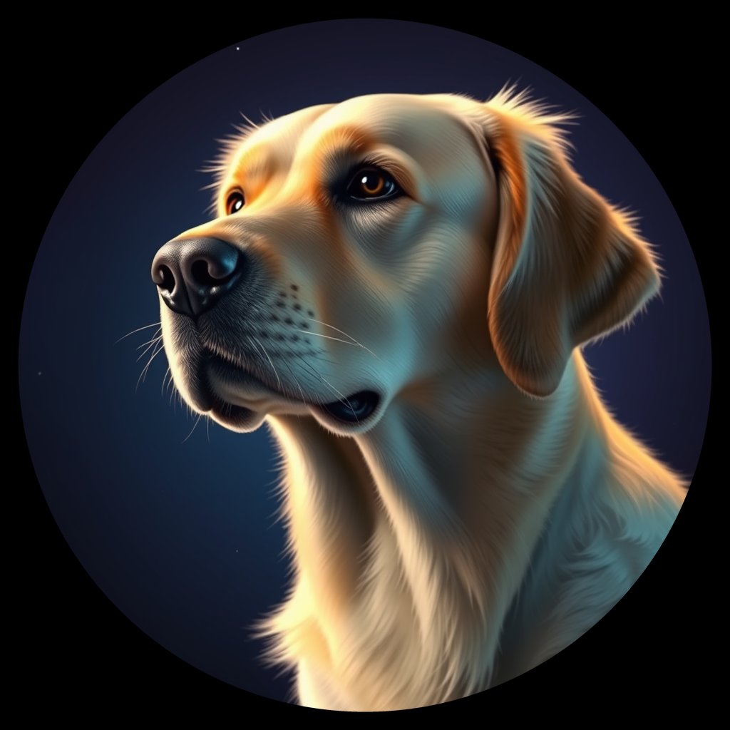 Cosmic medallion portrait of PFZ7H04_PFZ7H04, a Golden Retriever