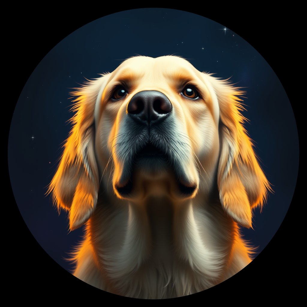 Cosmic medallion portrait of PFZ7H05_PFZ7H05, a Golden Retriever