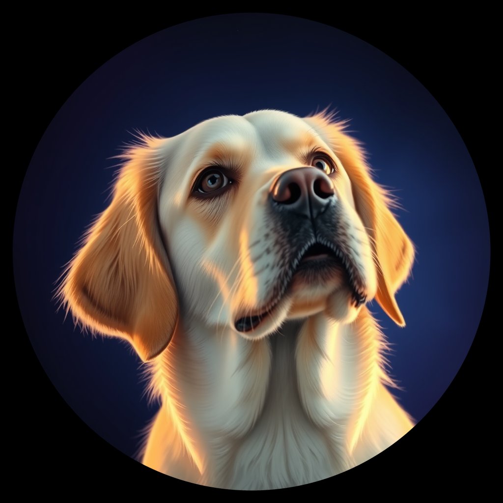 Cosmic medallion portrait of PFZ7H06_PFZ7H06, a Golden Retriever