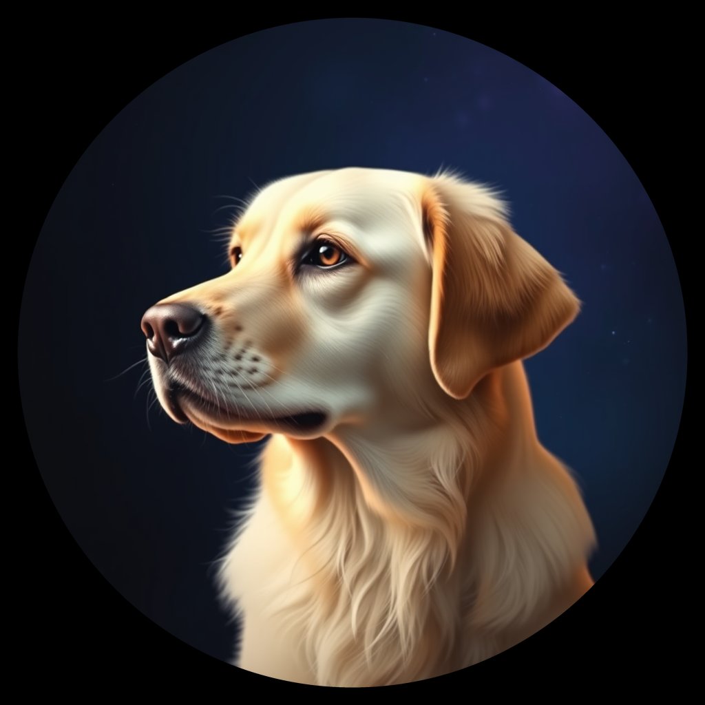 Cosmic medallion portrait of PFZ7H07_PFZ7H07, a Golden Retriever