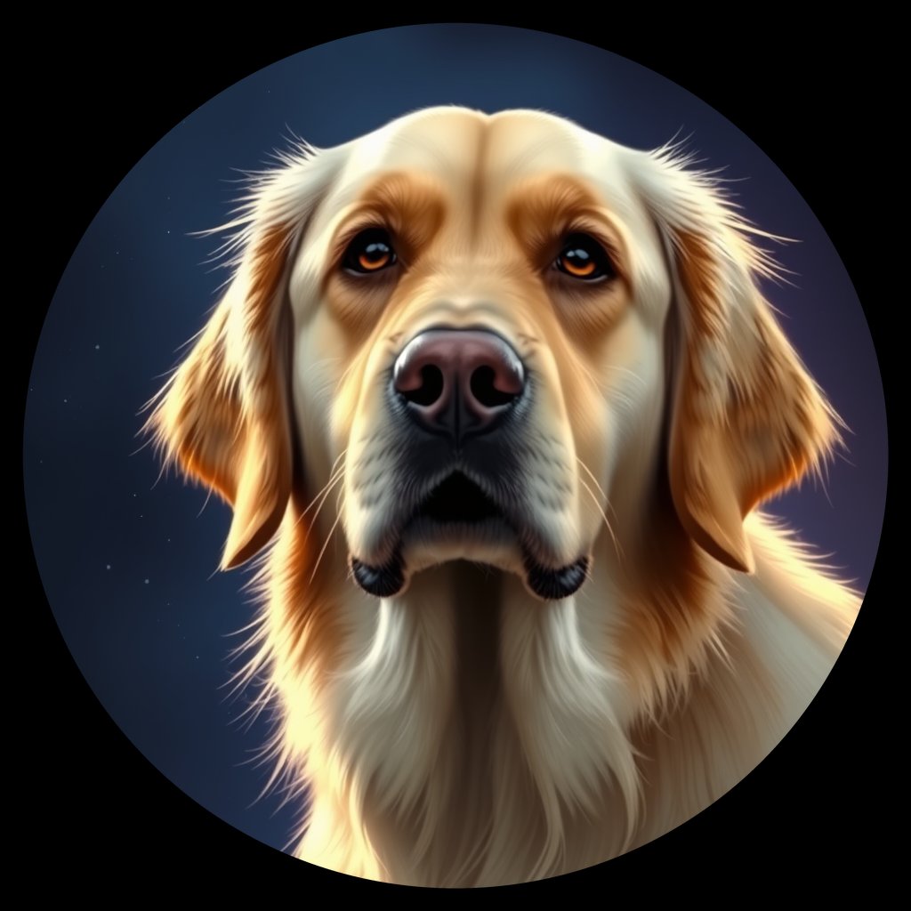 Cosmic medallion portrait of PFZ7H08_PFZ7H08, a Golden Retriever