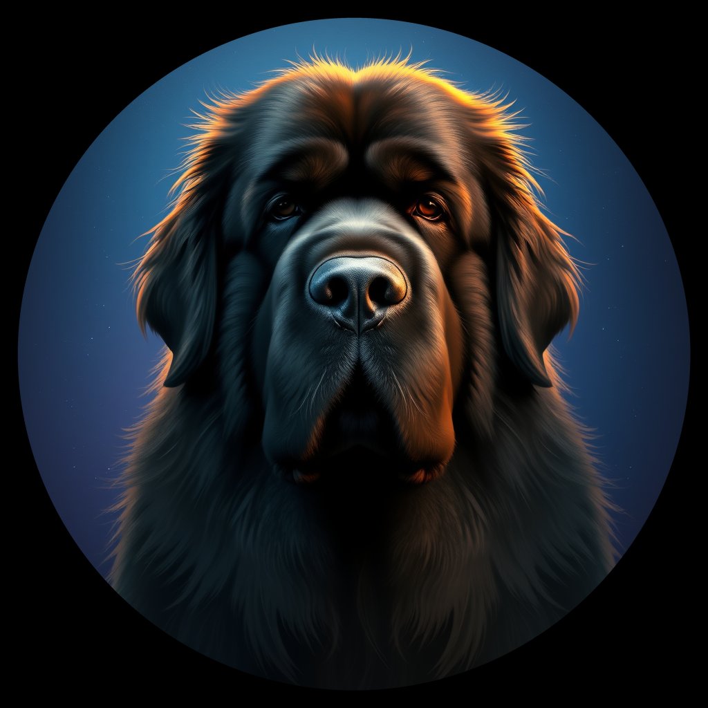 Cosmic medallion portrait of PFZ7H09_PFZ7H09, a Newfoundland