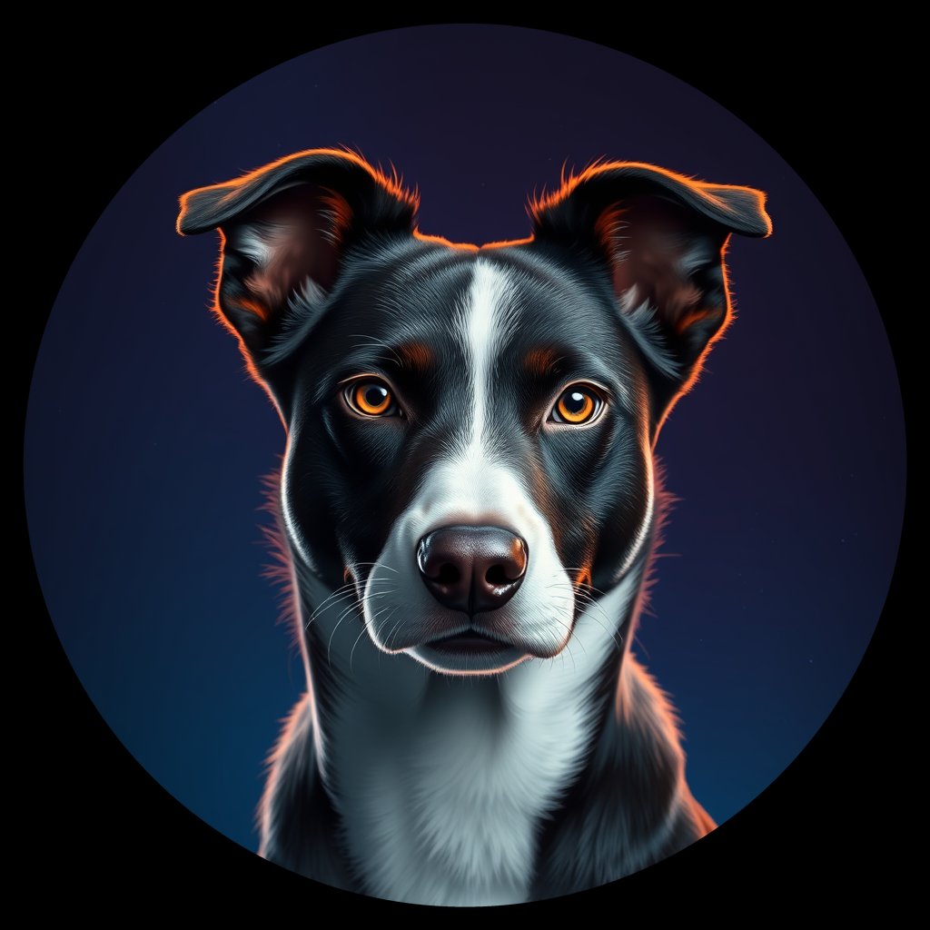 Cosmic medallion portrait of PFZ8A01_PFZ8A01, a Border Collie