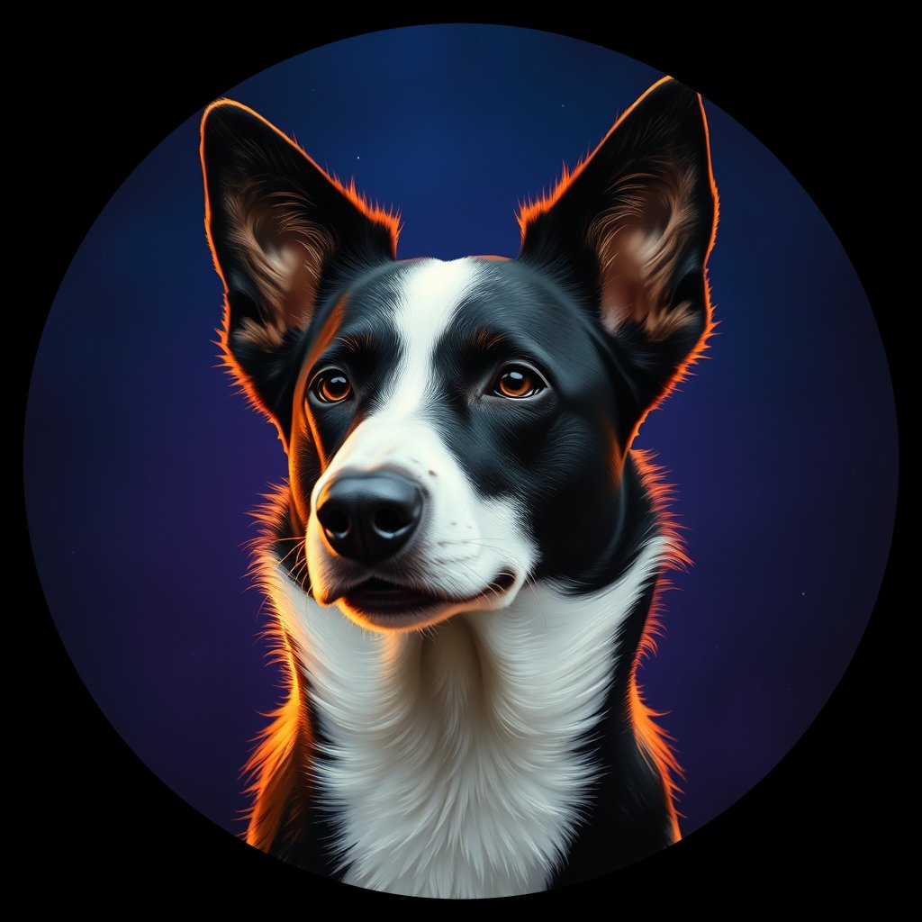 Cosmic medallion portrait of PFZ8A03_PFZ8A03, a Border Collie