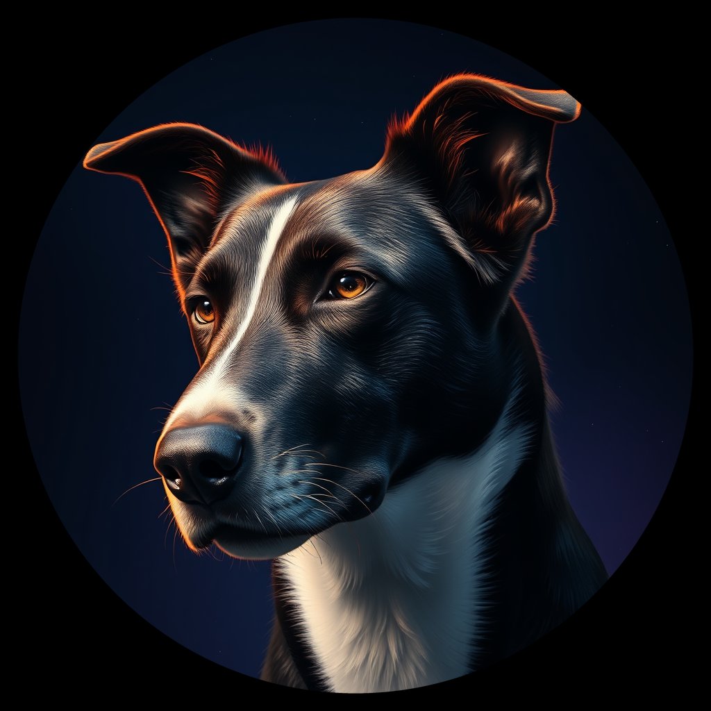 Cosmic medallion portrait of PFZ8A05_PFZ8A05, a Border Collie