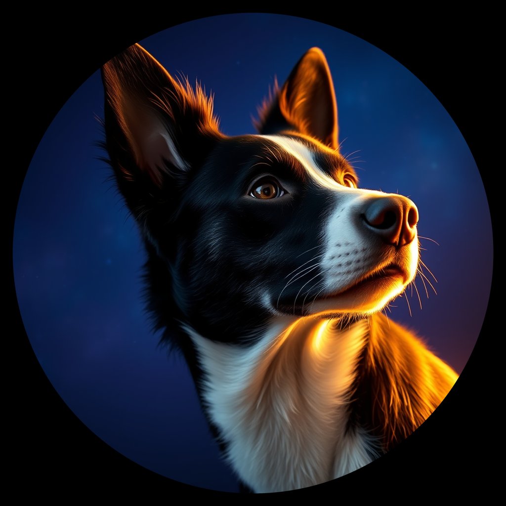 Cosmic medallion portrait of PFZ8A06_PFZ8A06, a Border Collie
