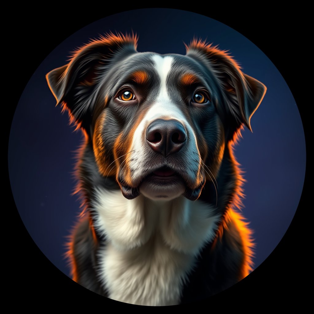 Cosmic medallion portrait of PFZ8A07_PFZ8A07, a Border Collie
