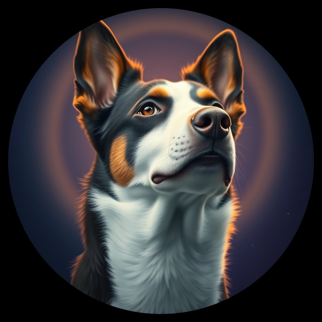 Cosmic medallion portrait of PFZ8A09_PFZ8A09, a Border Collie