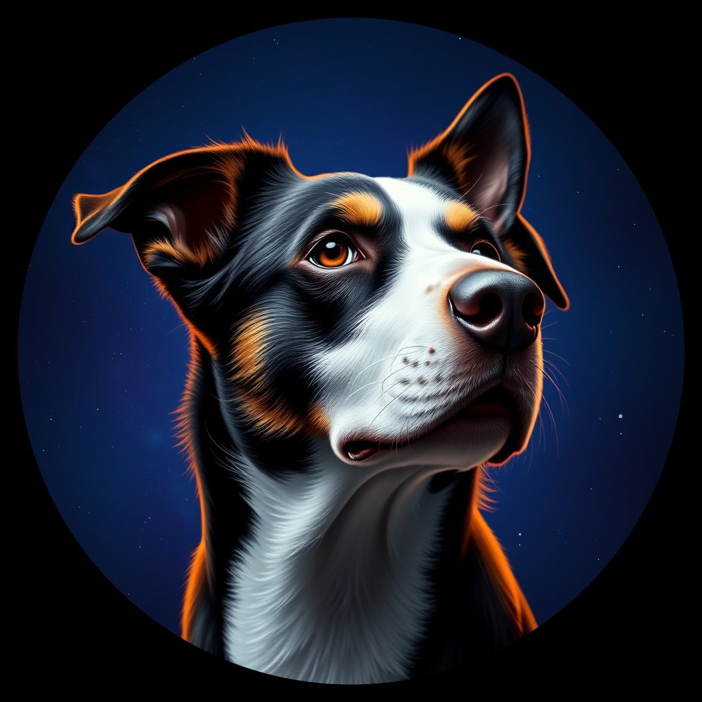 Cosmic medallion portrait of PFZ8A11_PFZ8A11, a Border Collie