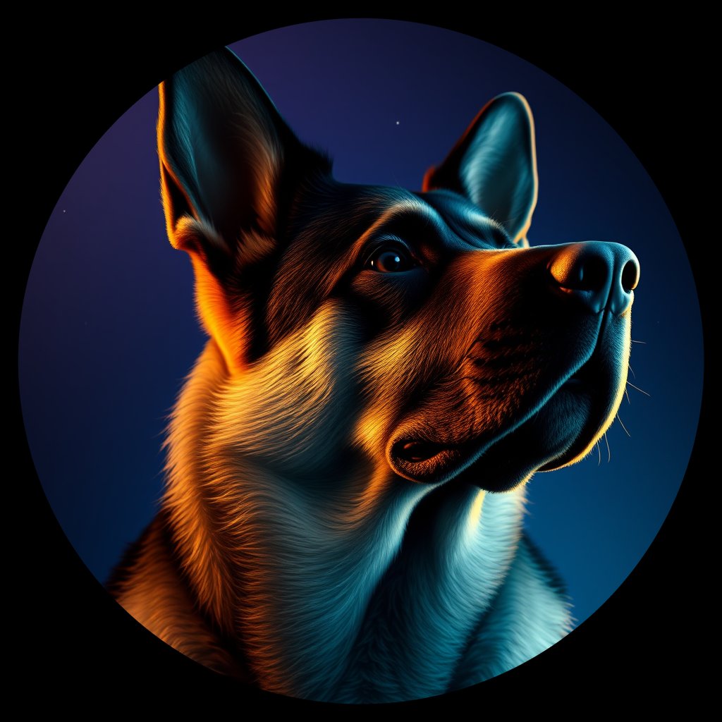 Cosmic medallion portrait of PFZ8A12_PFZ8A12, a German Shepherd