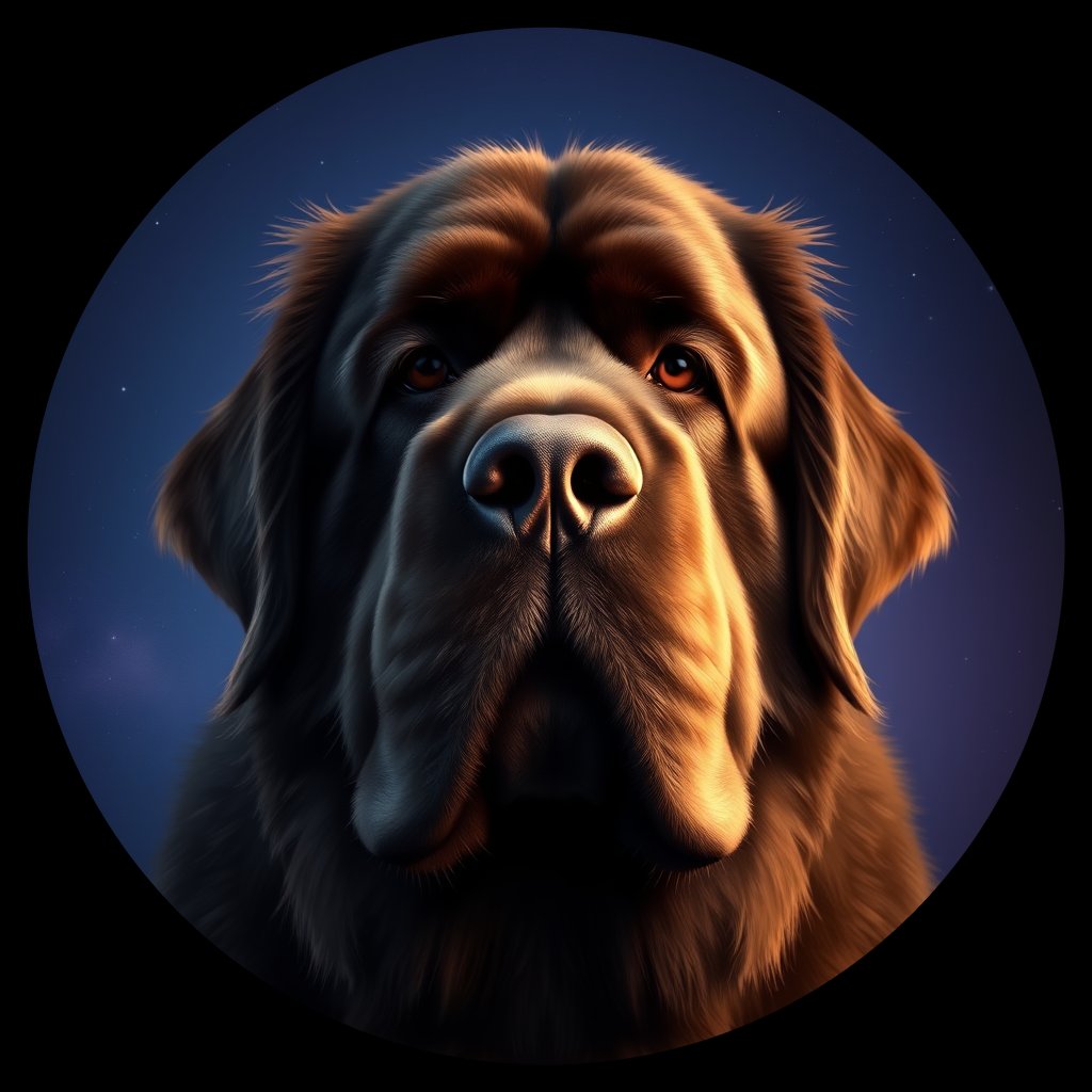 Cosmic medallion portrait of PFZ8B03_PFZ8B03, a Newfoundland