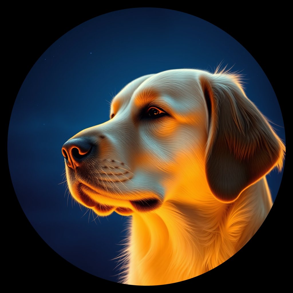 Cosmic medallion portrait of PFZ8B06_PFZ8B06, a Golden Retriever
