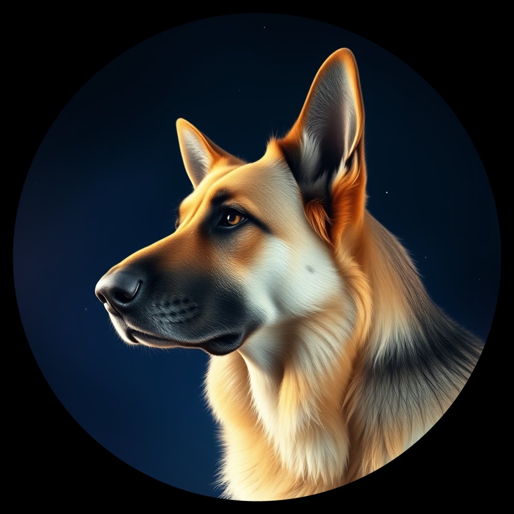 Cosmic medallion portrait of PFZ8B08_PFZ8B08, a German Shepherd