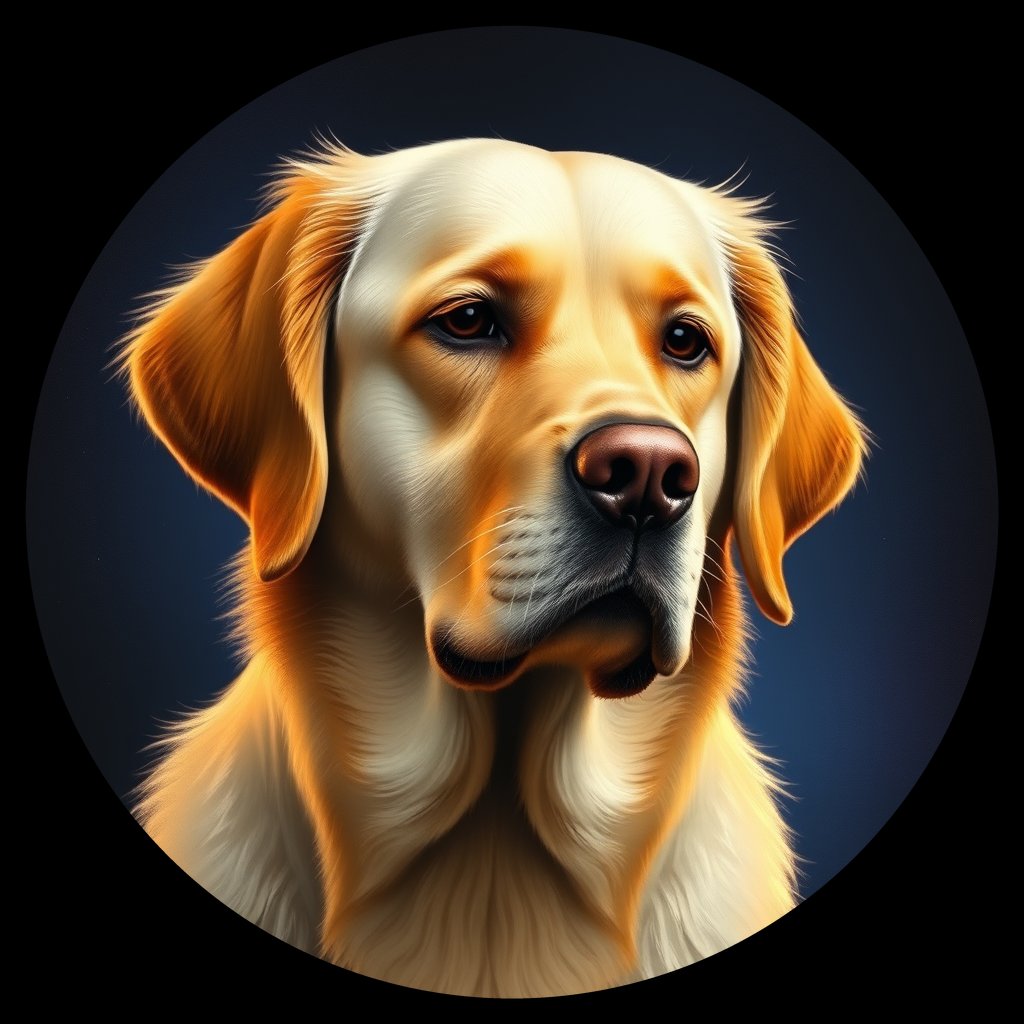 Cosmic medallion portrait of PFZ8B10_PFZ8B10, a Golden Retriever